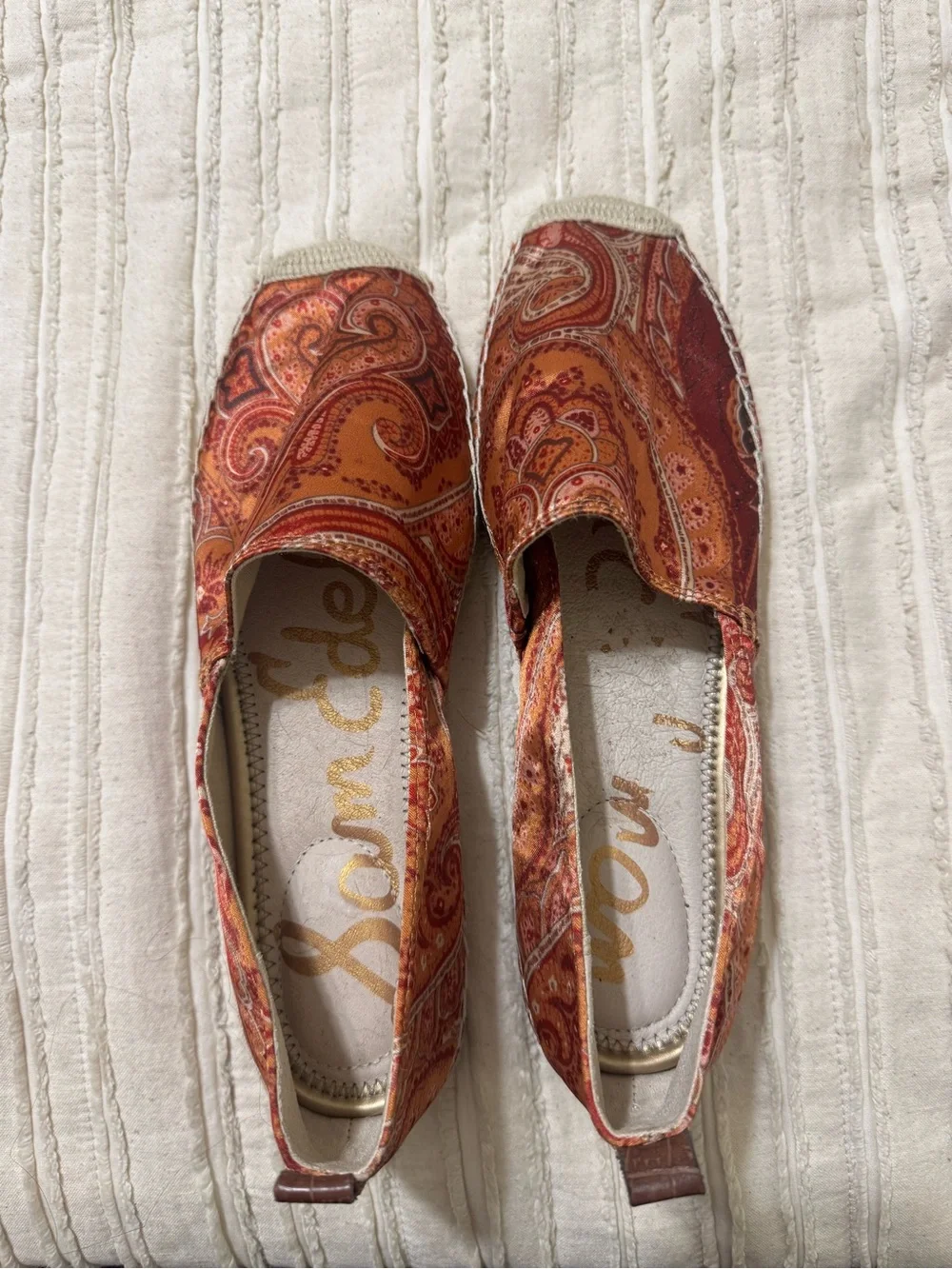 Sam Edelman Khloe Slip On Orange Paisley Espadrille